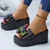 Fashion Women Platform Slippers Fashion 2025 Wedge Open Toe Black Sandals Ladies Shoes Plus Size Thick Bottom Slides Zapatillas De Mujer