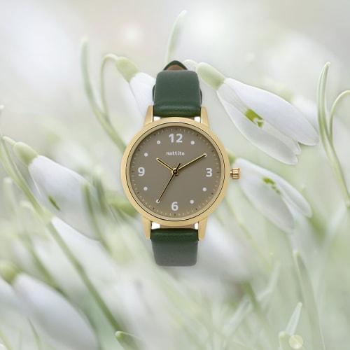 Fieldwork Women's Analog Watch with Leather Strap, Green, GY076-4