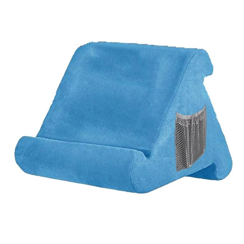 Многоугольная мягкая подушка-подушка-подставка для iPad, планшетов, электронных книг, смартфонов, книг и журналов. With pocket светло-синий