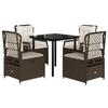 Vidaxl 5-Cz. Garden Furniture Set With Cushions, Brown, Poly Rattan