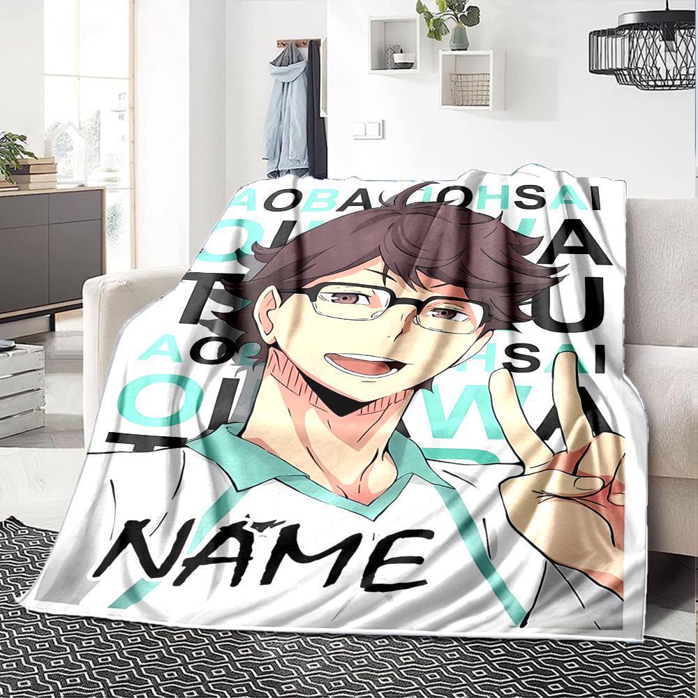 Customizable Oikawa Tooru1 Throw Blanket – Personalized Name, All-Season Cozy Snug Blanket, Machine Washable, Personalized Blanket