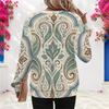 Women Plus Size Teal Floral Printed Round Neck Long Sleeve Pullover Sweatshirt
