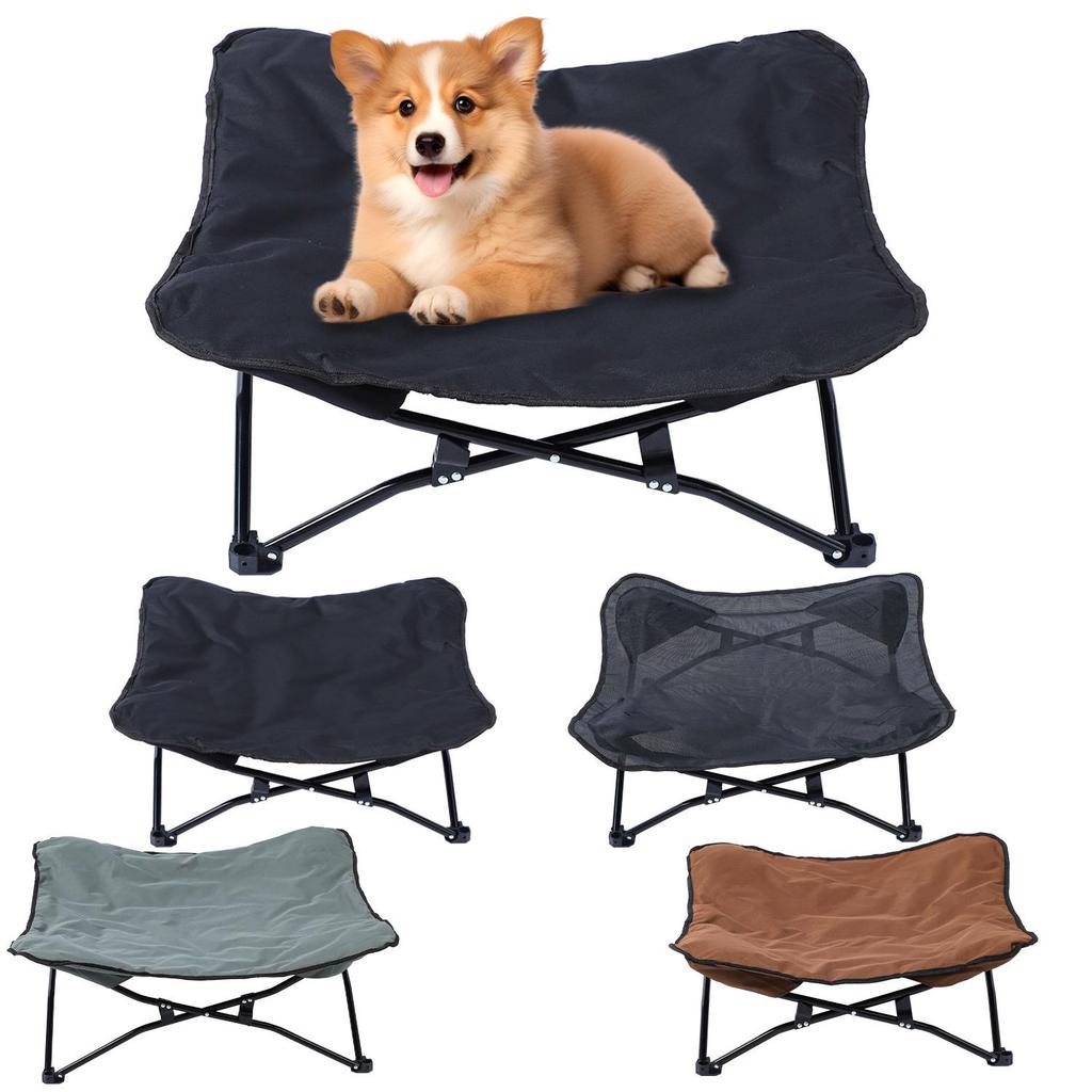 Portable Dog Camping Bed with Detachable, Washable Mesh Fabric & Iron Frame - Moisture-Proof & Breathable for All-Season Use