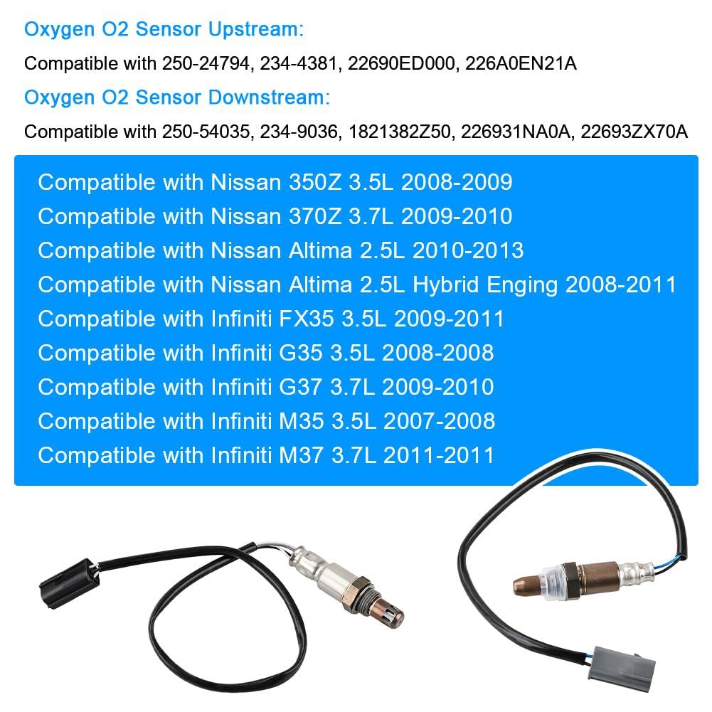 JDMON 2PCS O2 Oxygen Sensor Upstream & Downstream Replacement for Nissan Altima 2.5L 2008-2013, Infiniti FX35 3.5L 2009-2011 Compatible with