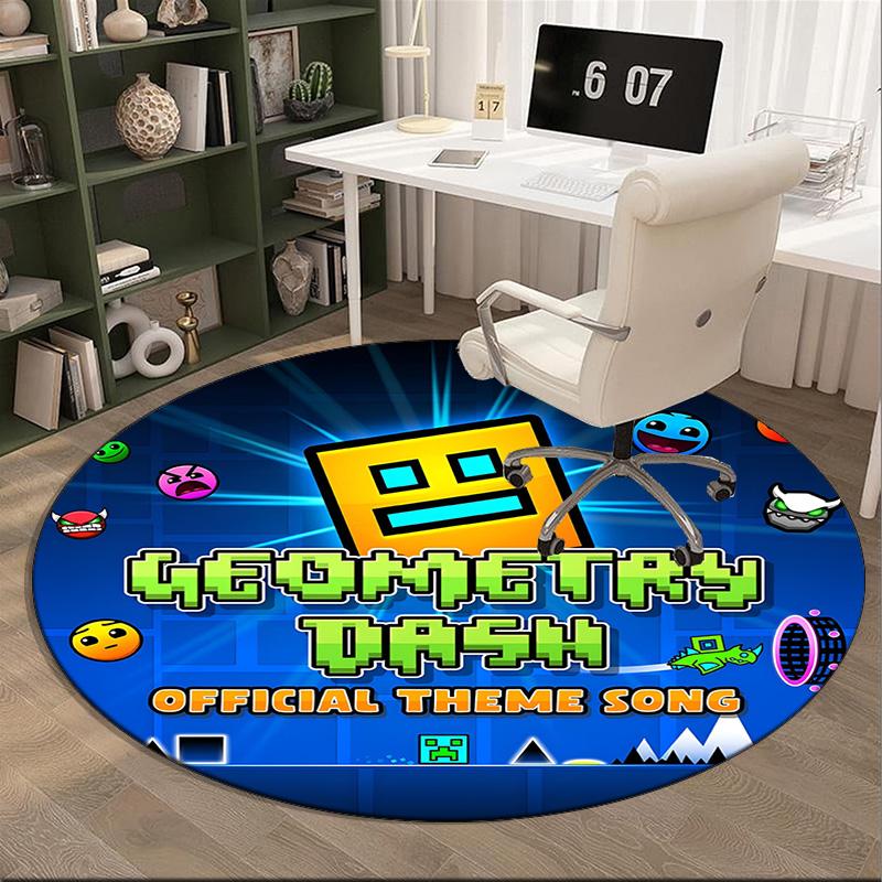 Geometry Dash: Dance To The Beat Round Rug for Livingroom,Bedroom, Palyroom, Chair Rug, Area rug, Circle Carpet, Fan Christmas gift