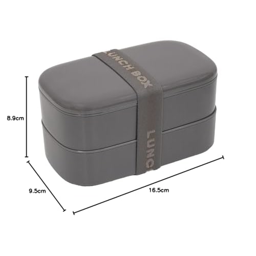 Monochrome Oval 2-Tier Lunch Container, 800ml, Charcoal Gray, 73646