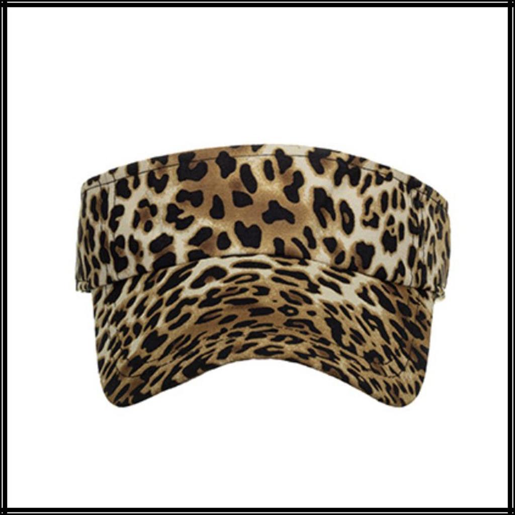 Visor Leopard Print Cap Hat Sports Running Outdoor CA631 [White Fang] Women's (Brown)