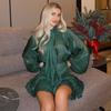 New Women's Fashion Bow Tie Tie-Up Top High Waist Pleated Half Skirt Casual Set