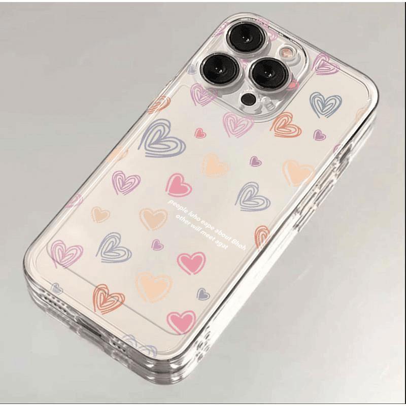 Full Screen Line Love iPhone17Promax Mobile Phone Case Is Suitable for Apple 16Pro Transparent 15 Space Case Max.