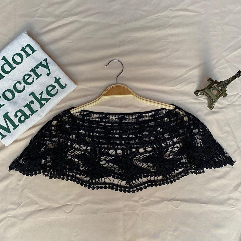 Embroidery Detachable Dress Lace Shawl Hollow Out Cover Female Blouse Shoulder Fake Collar Cape Clothing Accessories