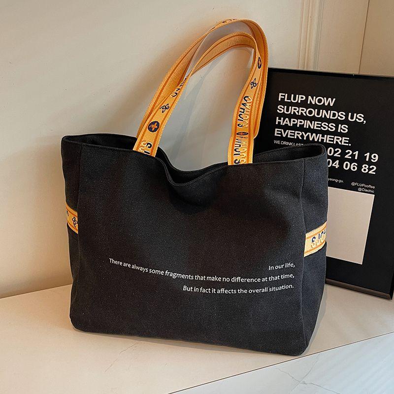 

Сумки в стиле кэжуал для женщин 2025 Осень и Зима Новое поступление Стильная и художественная холщовая сумка большой вместимости Повседневная сумка-тоут для通勤 Black