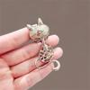 Rinhoo Elegant Rhinestone Cat Brooch For Women Cartoon Cute Animal Backpack Badge Funny Kitten Clothes Collar Lapel Pins Jewelry