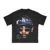 American Hip Hop Rapper Pattern Print T-shirt Y2K Sports Casual Street Wear Loose Fashion Retro Short Sleeve Top Unisex Trend