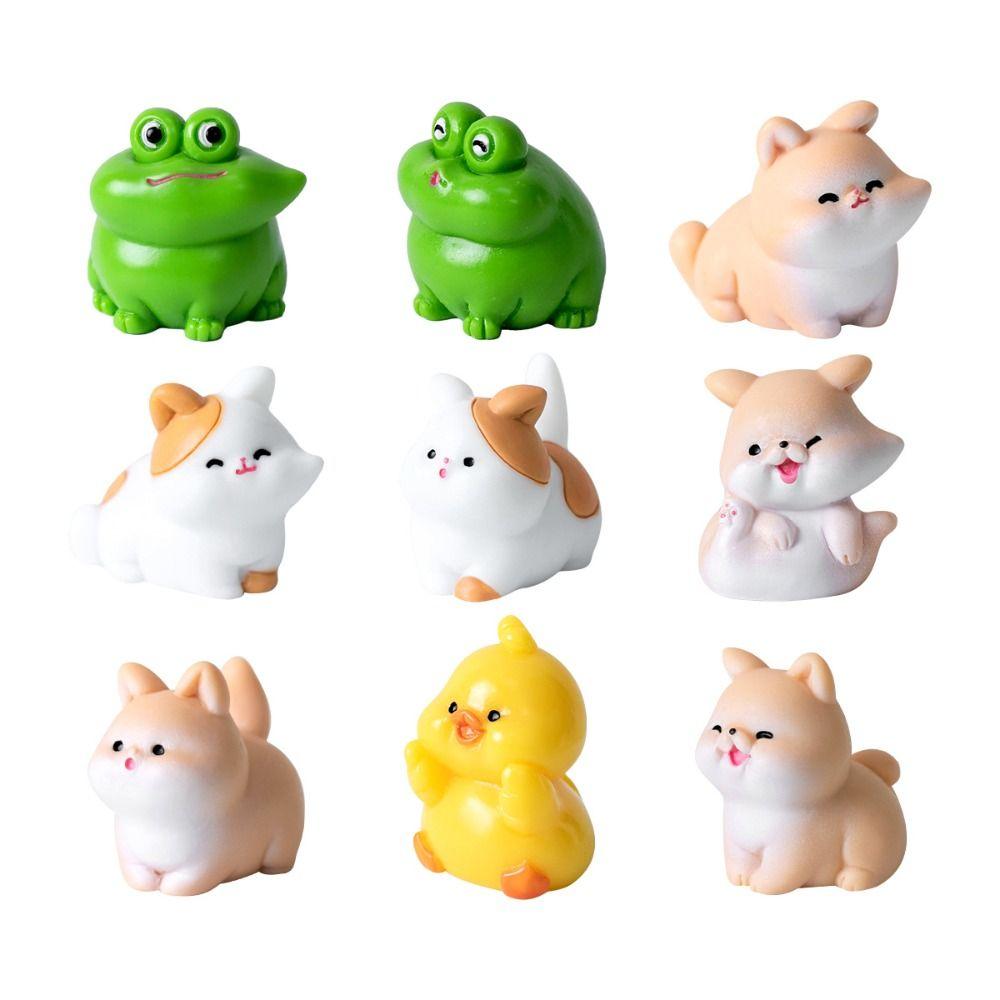 Rabbit Cat Frog Mini Animals Ornament Resin Crafts Micro Landscape Decoration  Car Accessories