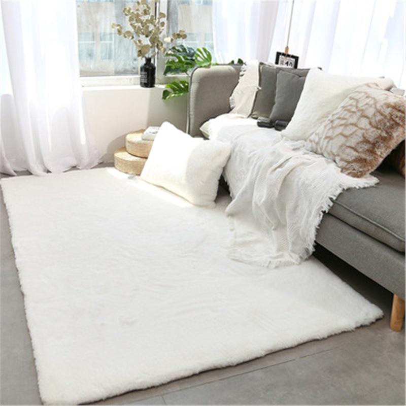 Nordic Faux Rabbit Fur Carpet: Thickened Polyester-Cotton Floor Mat for Living Room, Bedroom, or Hallway