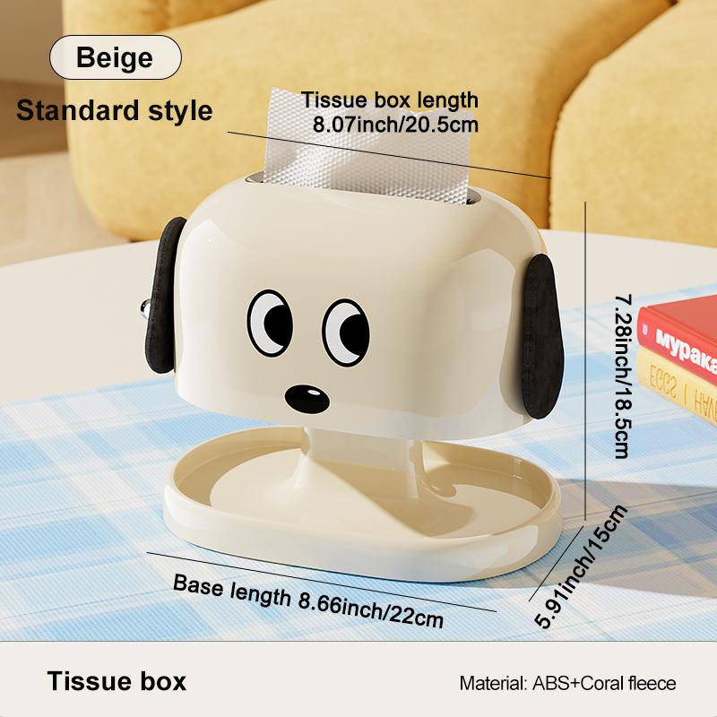 UFORU Cute Dog Tissue Box Holder with Spring, Smooth Pull Tissue Dispenser, Multifunctional Tissue Organizer