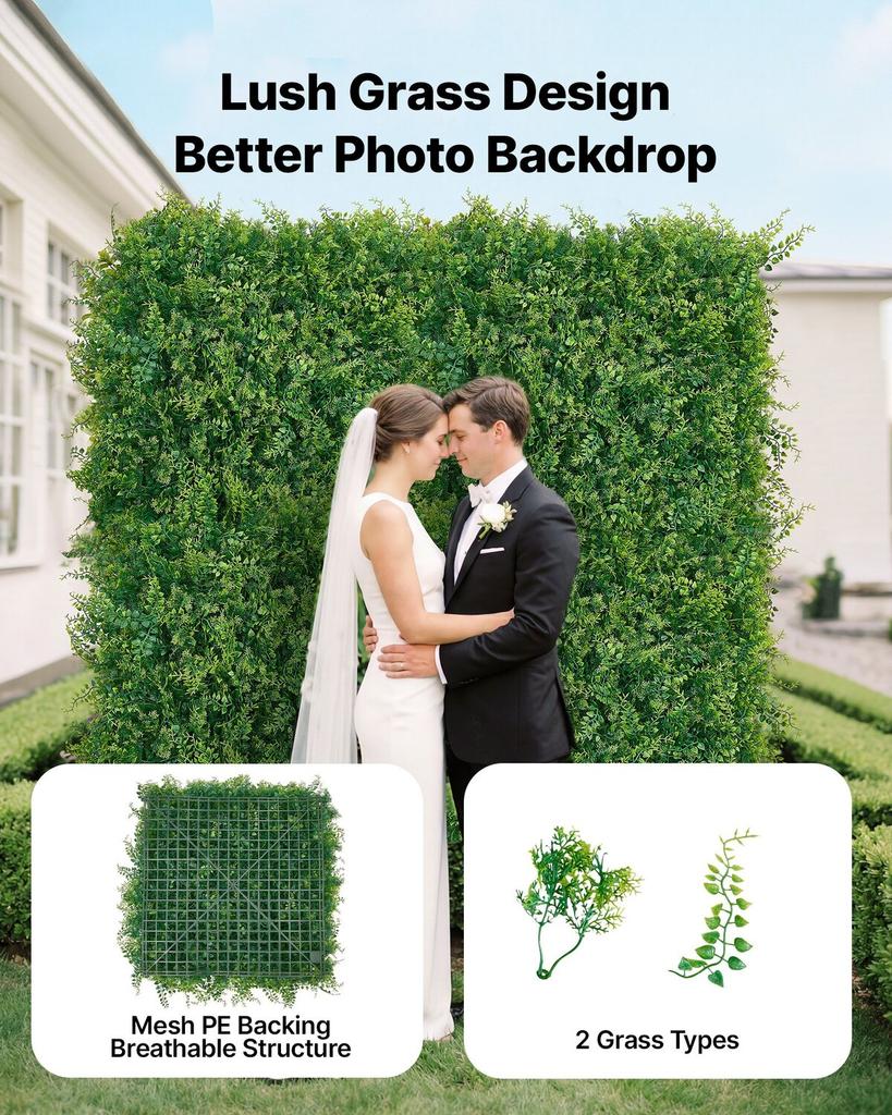 Artificial Plant Wall, 12PCS 50.8 x 50.8 cm Artificial Boxwood Panels, Sun Protection Greenery Backdrop Privacy Hedge Fence, Fake Grass Screen for
