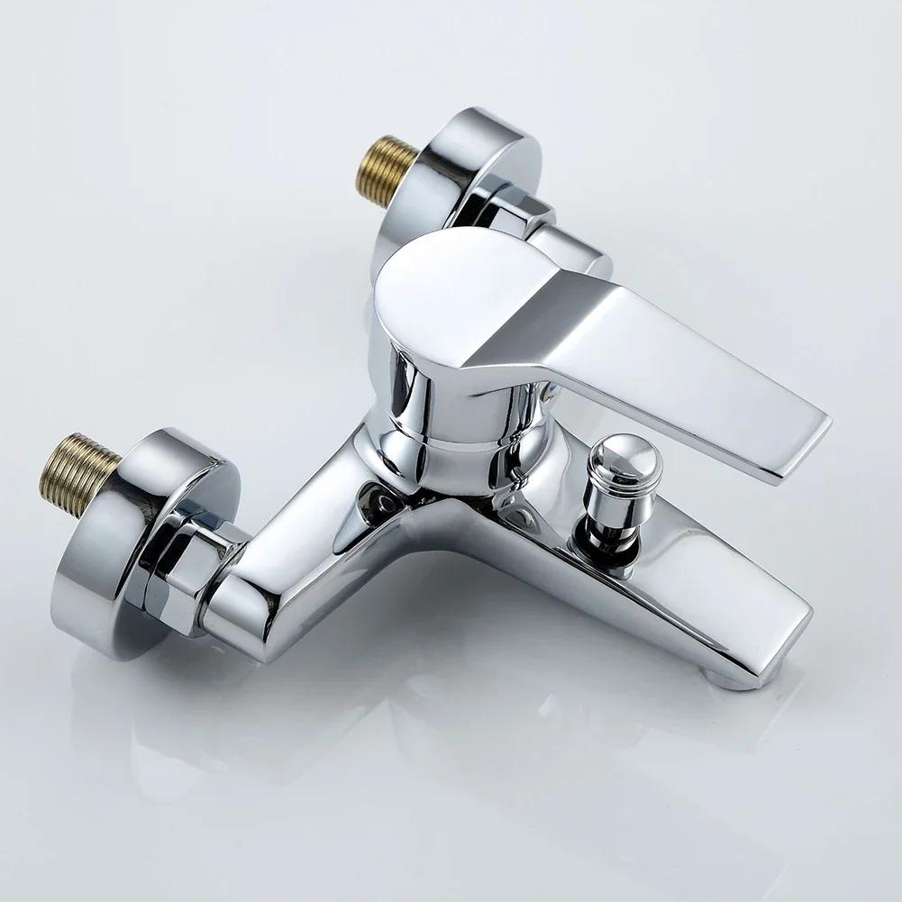 Shower Faucet Bathroom Basin Faucet Wall Mounted Hot Cold Water Mixer Tap Bathtub Shower Mixing Valve Dual Spout Bathroom Tap