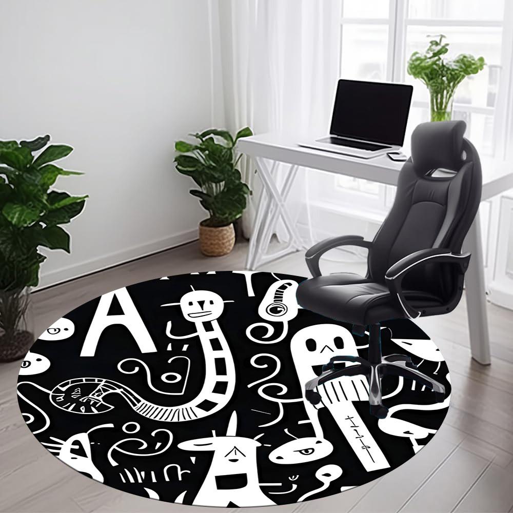 1PC Letter Changing Pattern Office Round Area Rug, Mat Suitable For Office, Under Office Chairs Bedroom Living Room Home Decor, Room Deco