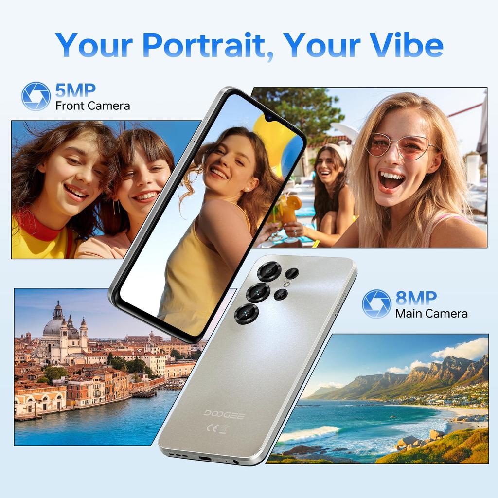 DOOGEE Note56X Android 16 Cell Phone Unlocked 6150mAh Battery, 24GB+64GB/TF 2TB Smartphone, 6.56" Screen, 4G Dual SIM Phone, 8.45mm Ultra-Slim/GPS/OTG