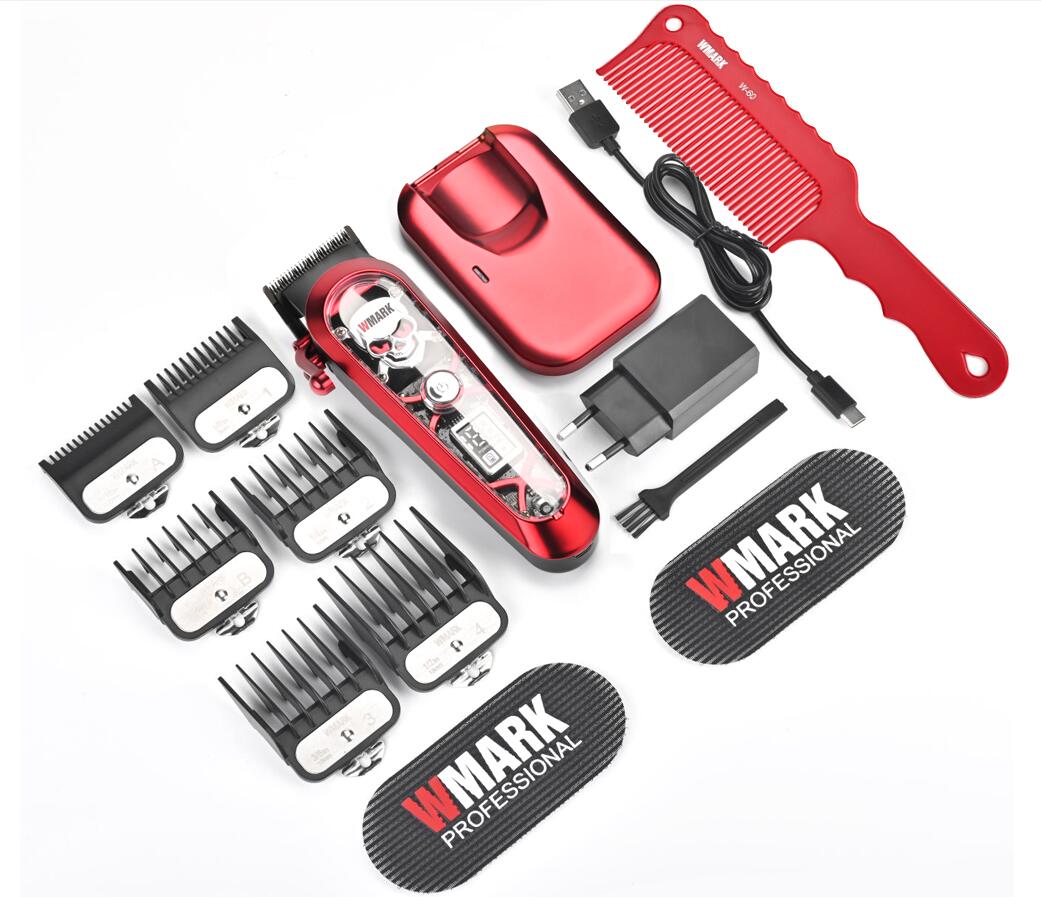 

WMARK Hair Trimmer Professional Hair Cutting Machine Transparent Clipper Barber Wireless Charging Dial Trimmer for Men NG-130 красный