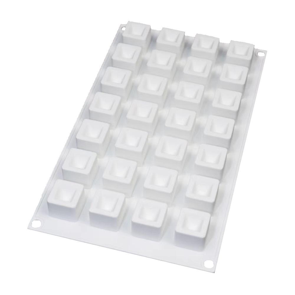 

1 Pc 28 with Depression Square Rubik s Cube Foie Gras Mousse Cake Mold Three-dimensional Small Square West Point Chocolate Silicone Mold