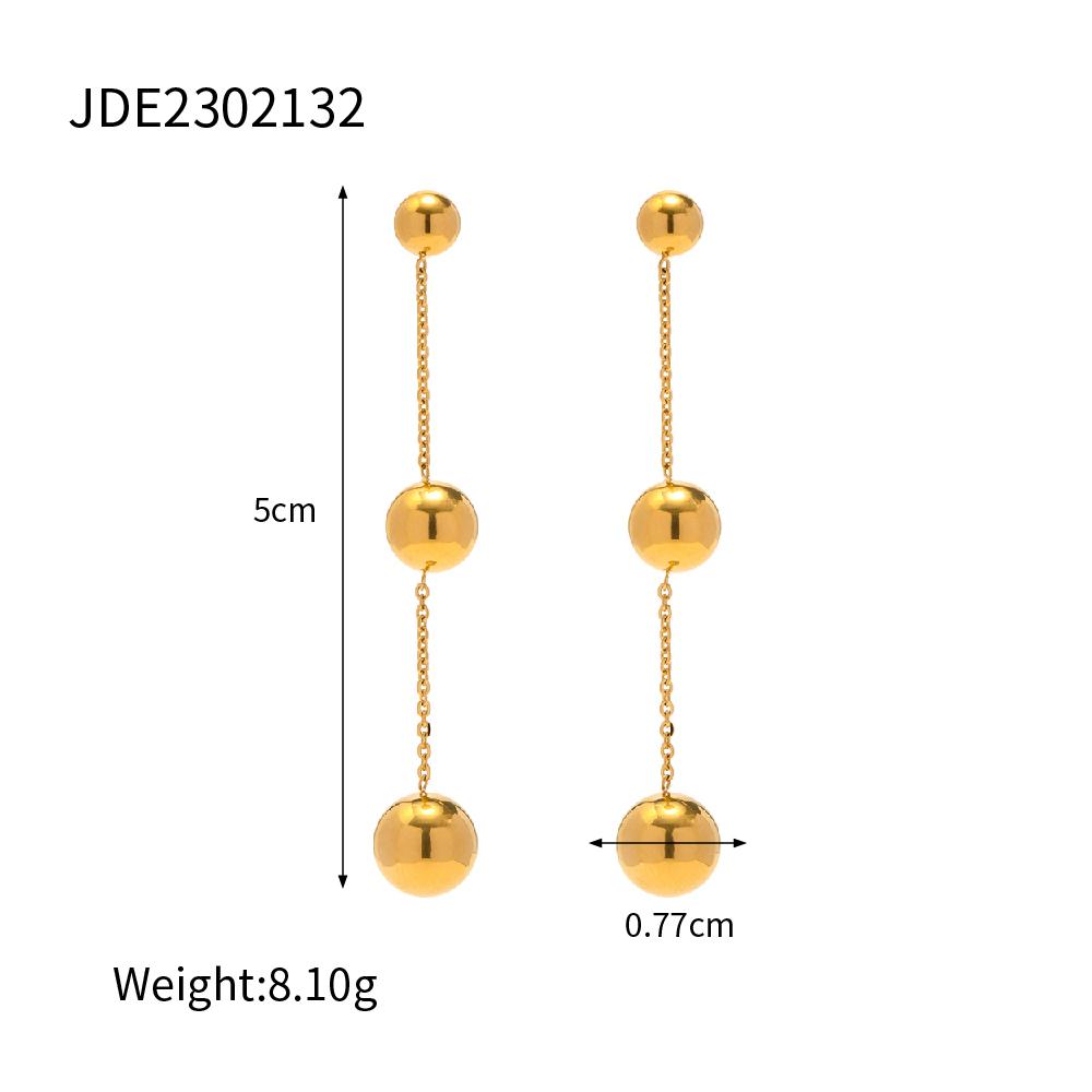 

Youthway Серьги-подвески с тремя шариками из нержавеющей стали для женщин, изысканная текстура, металл, золотой цвет, стильная бижутерия