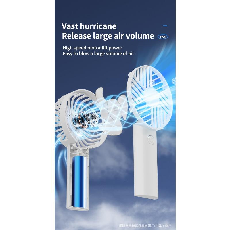 Portable USB Chargeable Handheld Fan Summer Mini Fan Outdoor Cooling Fan 3-gear Desktop Fan with Phone Holder for Office Study