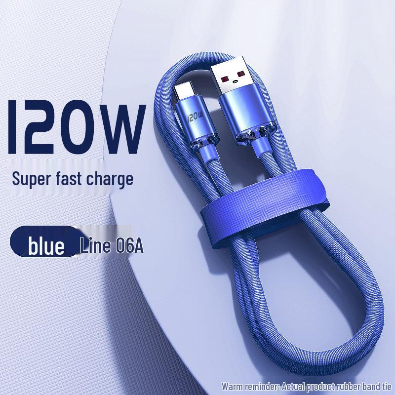 Jingyao 6A 120W Super Fast Charging Fabric Data Cable for Huawei Type-C Phones.