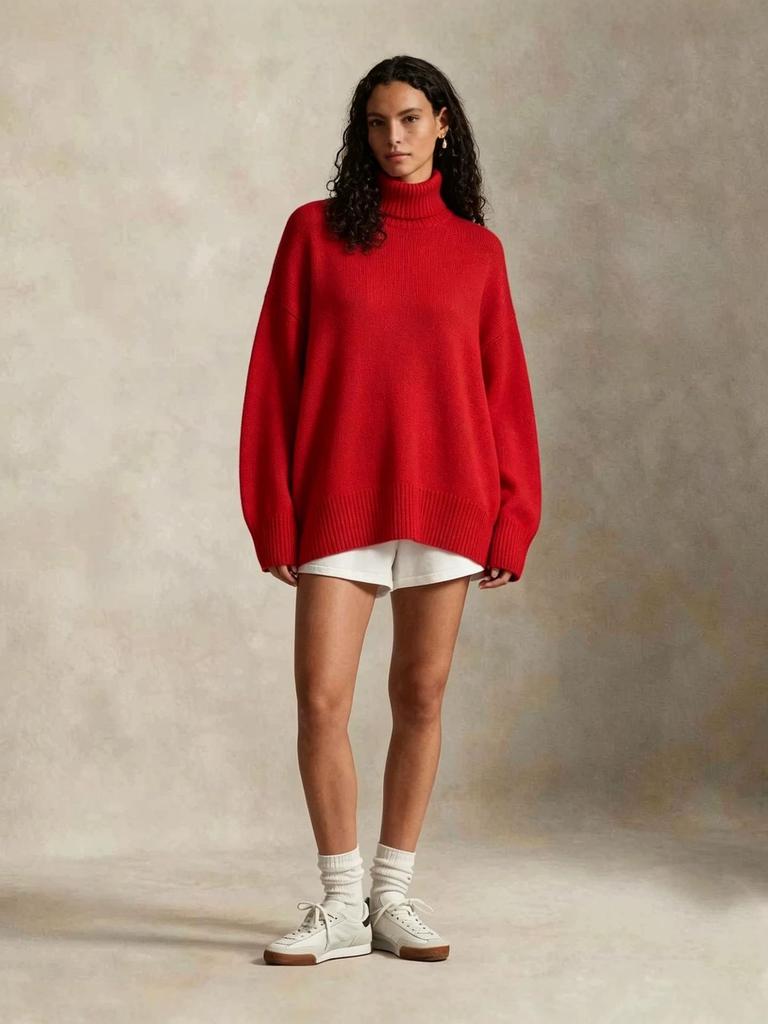 2026 Autumn/Winter Versatile High Neck Knit Sweater - European & American Casual Fashion