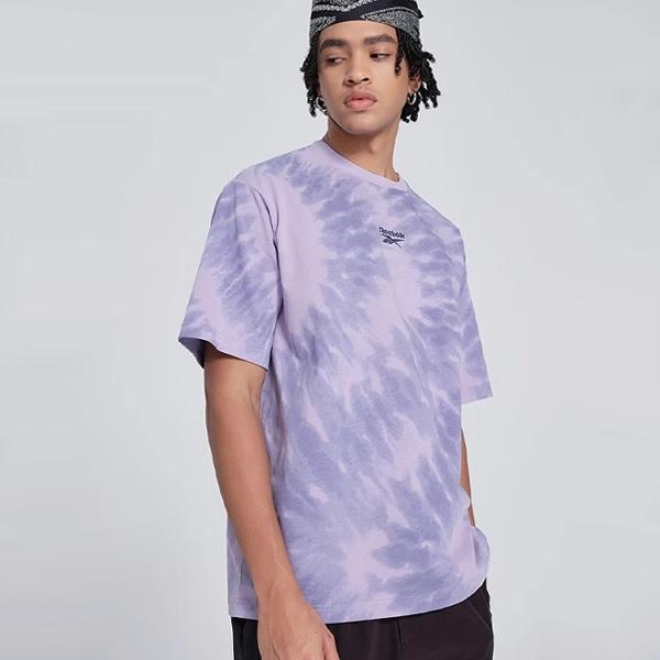Reebok Retro Color Block Printed Sports Casual Crew Neck Short Sleeve T-Shirt Unisex Tops Purple 24SRM405UGP3