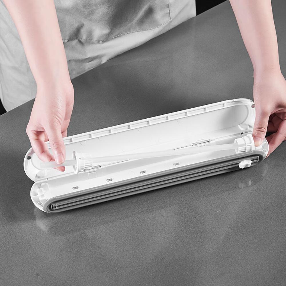 with Suction Cup Magnetic Cling Film Cutting Box Refillable Plastic Wrap Dispenser  Baking Paper
