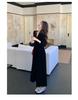 Hepburn Style Gold Velvet Dress: 2024 Autumn French Retro V-Neck, Puff Sleeve, Waist Long Dress