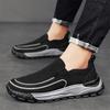 Fashion Cloth Surface Mesh Breathable Sleeves Casual Men's Flat Shoes 2025 Summer Thick Soled Slip on Comfortable Lightweight Sneakers
