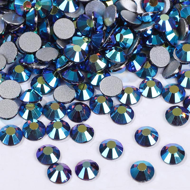 Color Ab Crystal Glass Flat Bottom Drill Round Nail Drill Diy Colorful Nail Jewelry