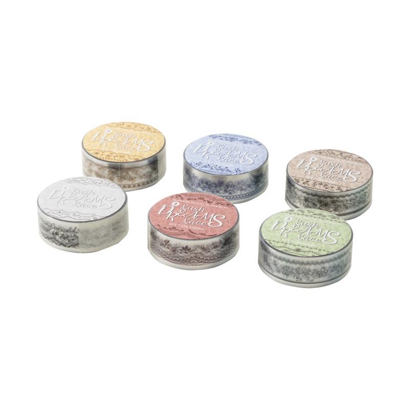 Tomato Sauce Girl Fanmeng Lace Series: Original Ditsy Lace PET Seamless Adhesive Tape for Retro Journaling - 6 Styles