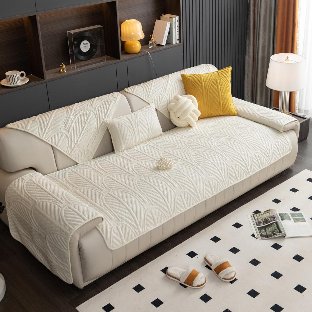 Winter Milk Fiber Sofa Cushion Four Seasons Universal Leather Non-Slip Seat Cushions Exclusive Cover Cloth Cover Cover