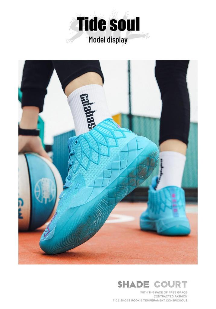 Zapatillas de Baloncesto Versátiles de Caña Alta: Moda, Resistente al Desgaste, Absorbe Impactos, Colores Combinados.