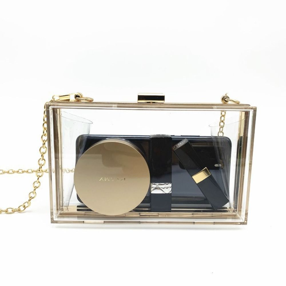 Borsa Scatola Acrilica Trasparente Borsa Estiva da Donna Borse da Viaggio Banchetto Borsa a Tracolla Esterno