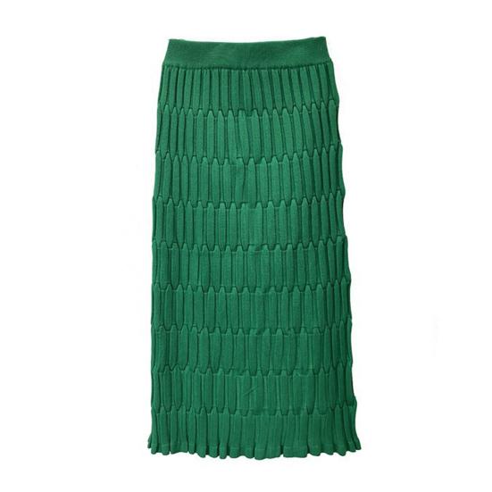 Women Midi Skirt High Waist Straight Leg Hip Wrapped Knitting Skirt Solid Color Autumn Skirt Versatile Daily Wear