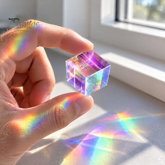 Dreamy Home Window Decoration Mini K9 Crystal Glass Prism Cube, Sun Catcher Optical for Photography Color Mixing Light Refraction, Desktop Decor, Prop