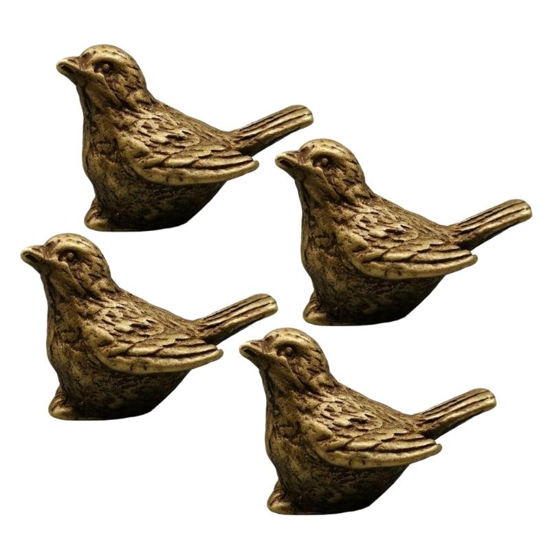 

Antique Bird Copper Bird Figurine Set of 4 For Garden Yard Bird Bathbowl Decoration and TeaBoard Collectible TeaPet 1