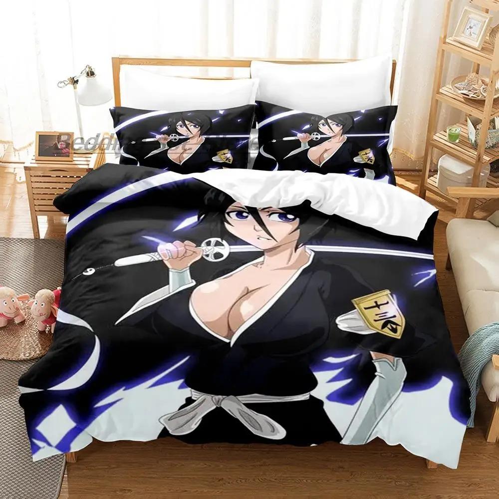 

Bleach Kuchiki Rukia Bedding Set Single Twin Full Queen King Size Bed Set Aldult Kid Bedroom Duvetcover Sets 3D Print Anime Tool 70x133cm 2pcs