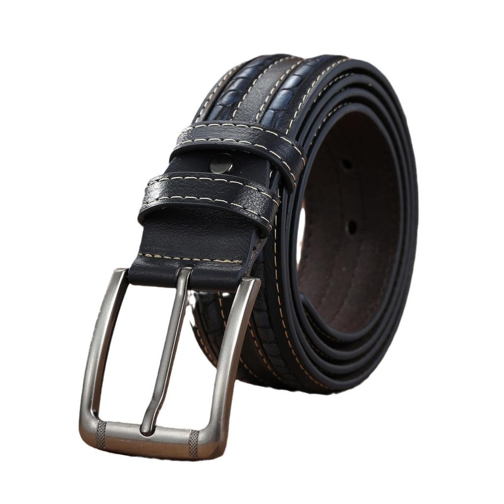 Men'S Pu Leather Pin Buckle Belt Casual Parallel Bar Belt Belt