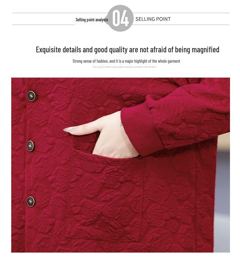 Podzimní kabát čínského stylu pro ženy středního věku ve větších velikostech - Elegantní krátká bunda