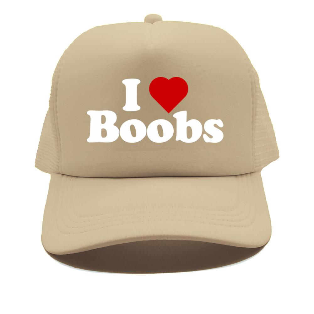 Funny I Love Heart Boobs Boobies Baseball Caps Summer Men Mesh Net Hat Joke Gifts Trucker Cap Outdoor Mesh Net Caps MZ079