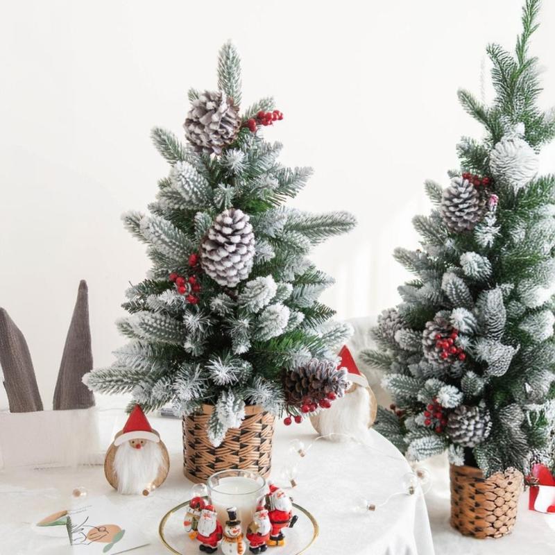 Artificial Christmas Tree with Pinecone Tabletop Accessories Festives Home Desktop Decoration Christmas Ornament