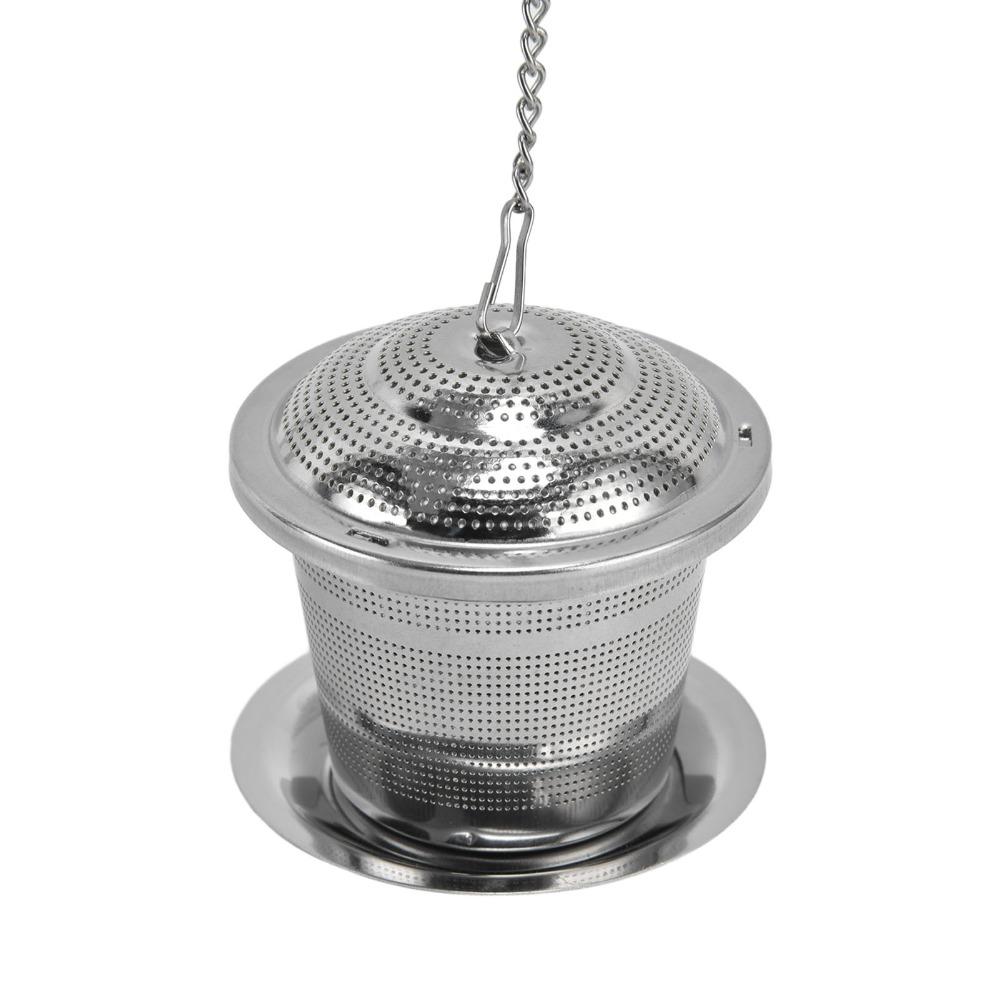 Stainless Steel Loose Tea Steeper Barrel Shaped Tea Infuser With Saucer Tea Ball Tea Brewing