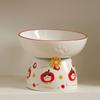 Ceramic Cat Bowl Cute Anti Tipping Pet High Foot Bowl Slanted Mouth Large Capacity Dog Food Feeding Basin Water Container