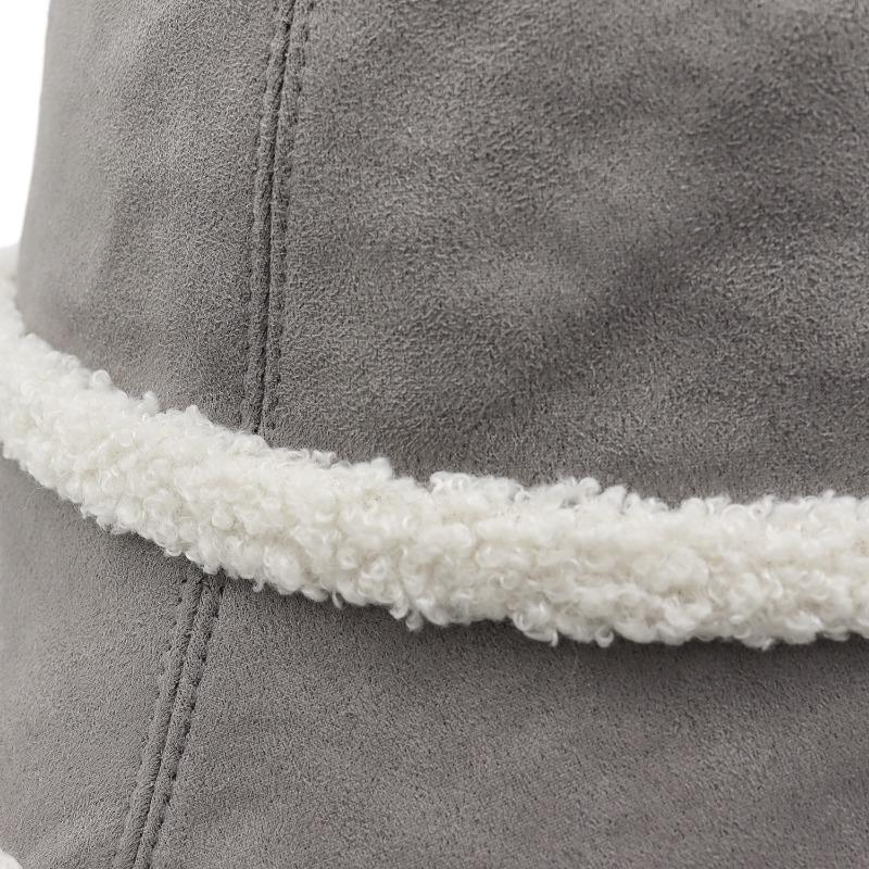 Plush bucket hat women's 25 new autumn and winter face small plain bucket hat warm temperament desk lamp hat